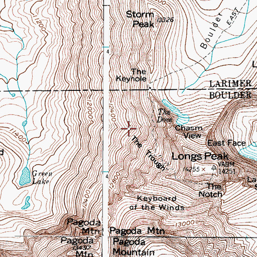 Topographic Map of The Trough, CO