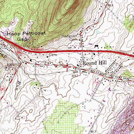 Topographic Map of Round Hill Post Office, VA