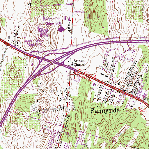 Topographic Map of Sunnyside Plaza Shopping Center, VA