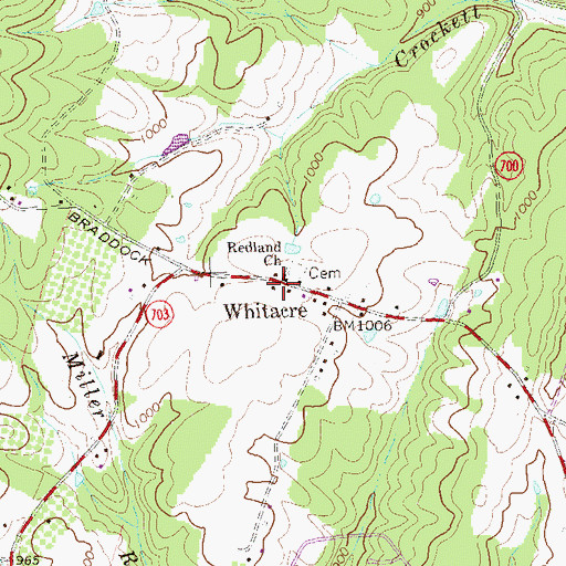 Topographic Map of Whitacre Post Office, VA