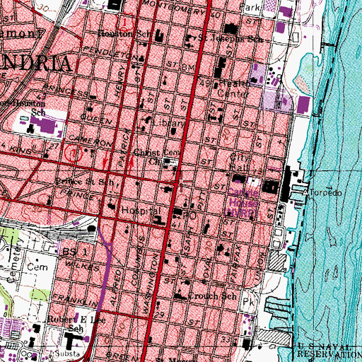 Topographic Map of Alexandria Historic District, VA