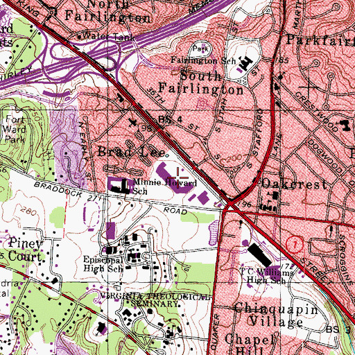 Topographic Map of Bradley Shopping Center, VA
