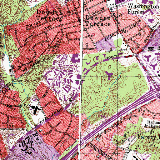 Topographic Map of Hamlet Shopping Center, VA
