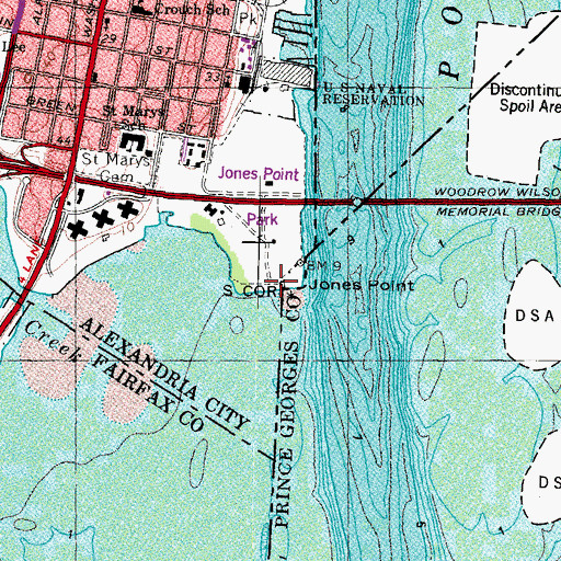 Topographic Map of Jones Point Lighthouse, VA