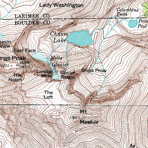 Topographic Map of Ships Prow, CO