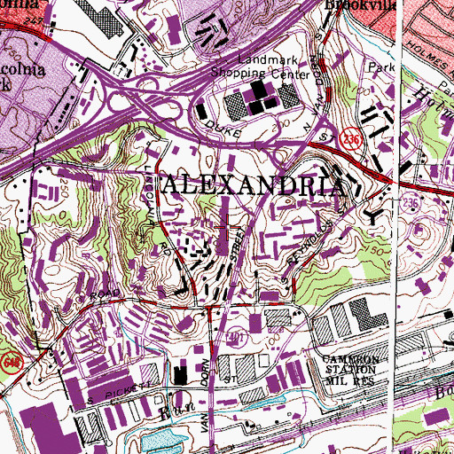 Topographic Map of Van Dorn Plaza Shopping Center, VA