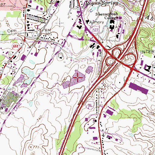 Topographic Map of Apple Blossom Mall Shopping Center, VA