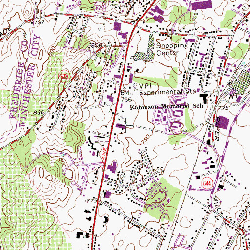 Topographic Map of Blue and Gray Mall Shopping Center, VA