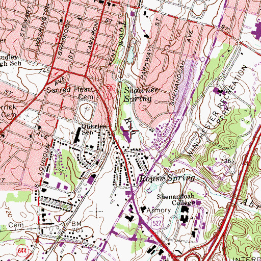 Topographic Map of Millwood Crossing Shopping Center, VA