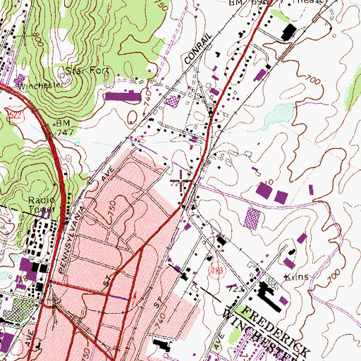 Topographic Map of Northside Station Shopping Center, VA