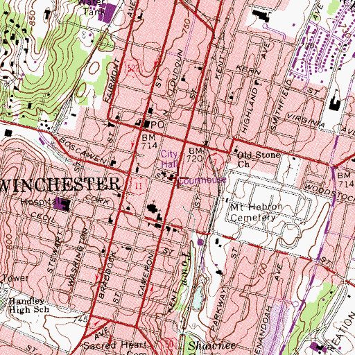 Topographic Map of Old Town Mall Shopping Center, VA