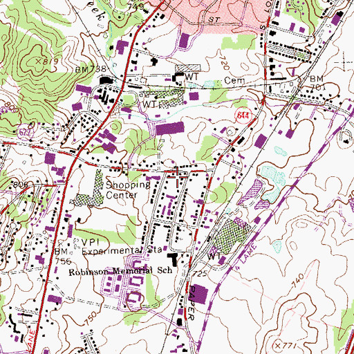Topographic Map of Pineville Plaza Shopping Center, VA