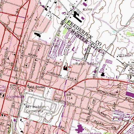Topographic Map of Virginia Avenue Charlotte Dehart Elementary School, VA