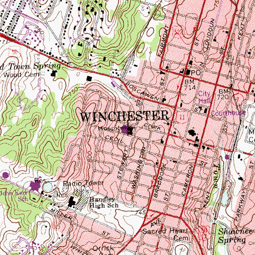 Topographic Map of Winchester Rehabilitation Center, VA