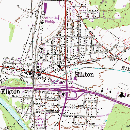 Topographic Map of Elkton Post Office, VA