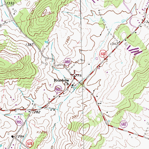 Topographic Map of Friedens, VA