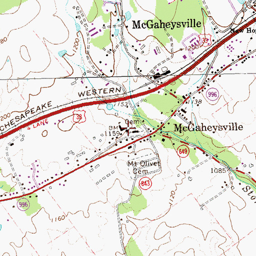 Topographic Map of McGaheysville Elementary School, VA