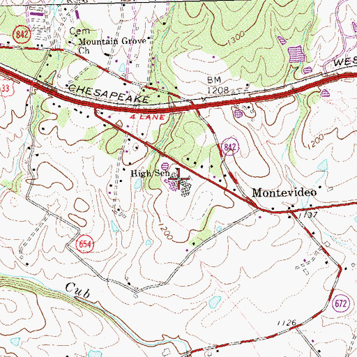 Topographic Map of Montevideo Middle School, VA