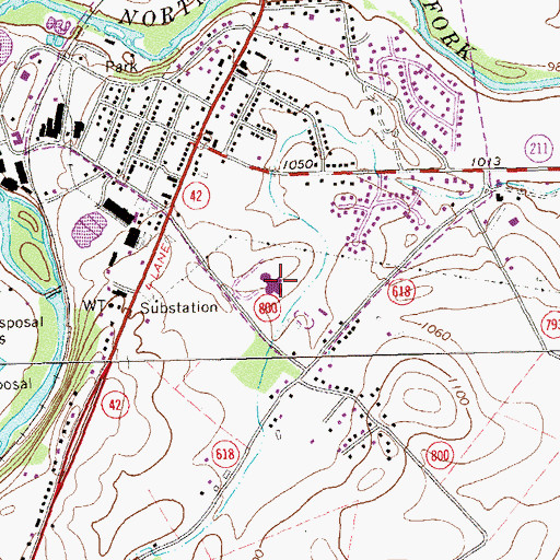 Topographic Map of Plains Elementary School, VA