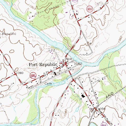Topographic Map of Port Republic Post Office, VA