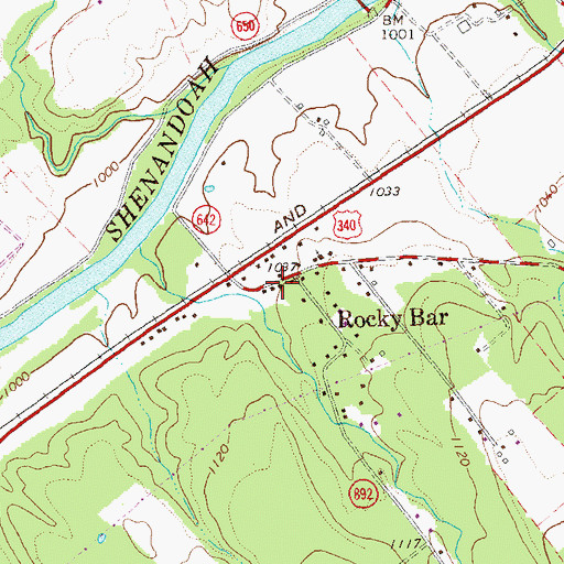 Topographic Map of Rocky Bar School (historical), VA