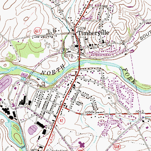 Topographic Map of Timberville Post Office, VA