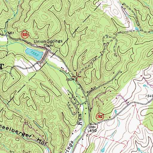 Topographic Map of Union Springs, VA