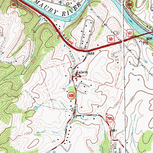 Topographic Map of Ben Salem School (historical), VA
