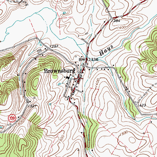 Topographic Map of Brownsburg Historic District, VA