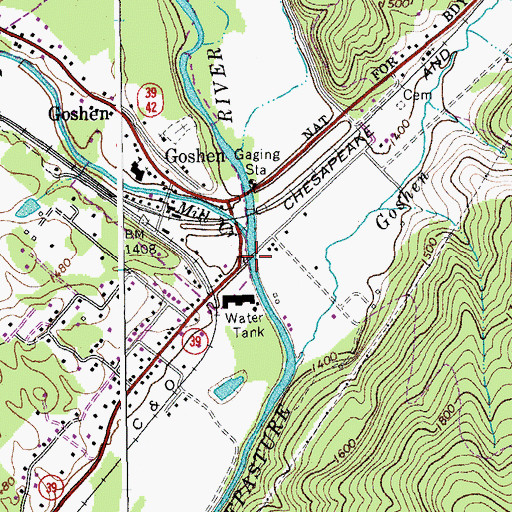 Topographic Map of Goshen Land Company Bridge, VA