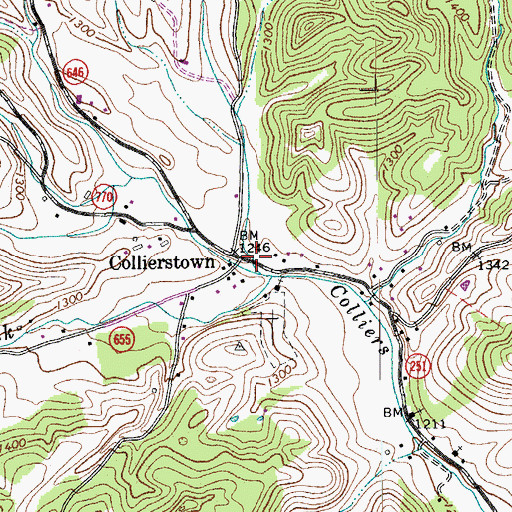 Topographic Map of Herbert B Chittum Bridge, VA
