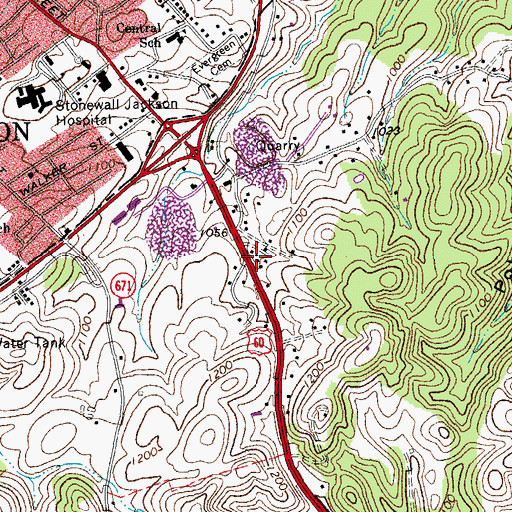 Topographic Map of Huffman School (historical), VA