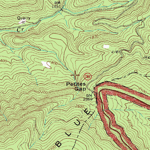 Topographic Map of Hunting Spring, VA