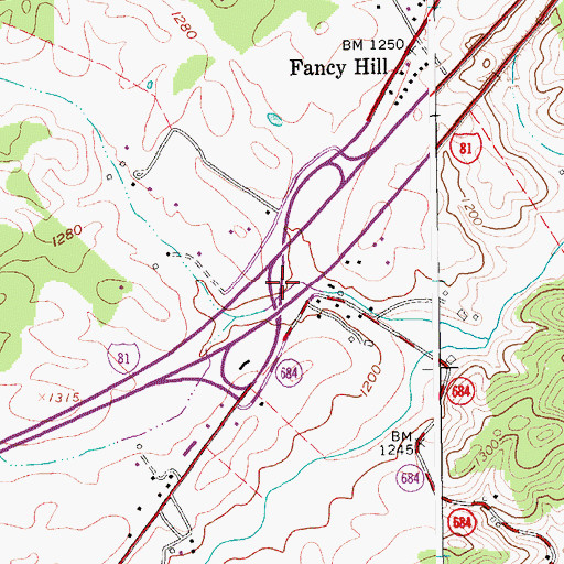 Topographic Map of Interchange 180, VA