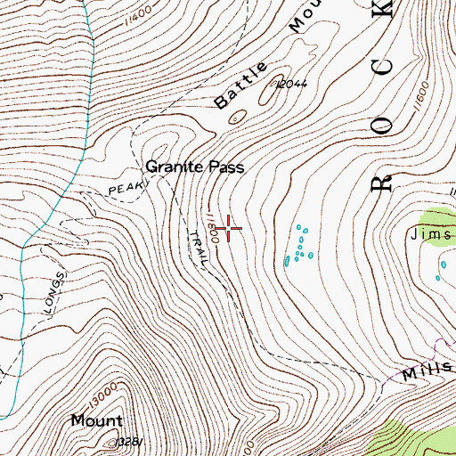 Topographic Map of East Longs Peak Trail, CO