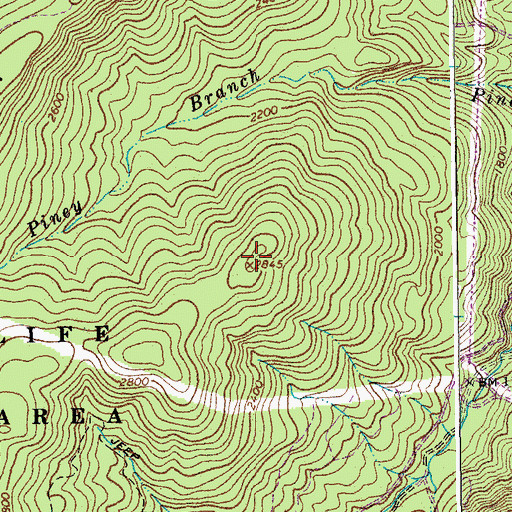 Topographic Map of Little Piney Mountain, VA