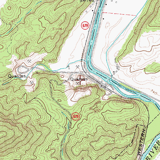 Topographic Map of Lone Jack Quarry, VA