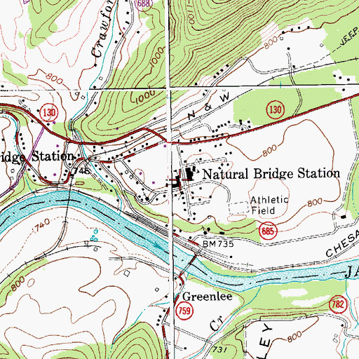 Topographic Map of Natural Bridge Elementary School, VA