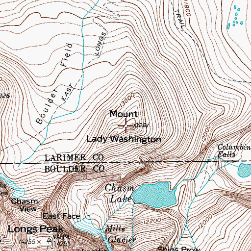 Topographic Map of Mount Lady Washington, CO