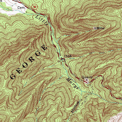 Topographic Map of Tye River Gap Recreational Area, VA