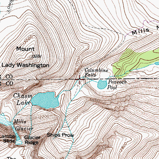 Topographic Map of Columbine Falls, CO