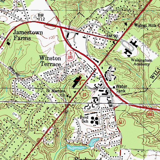 Topographic Map of Colony Square Shopping Center, VA