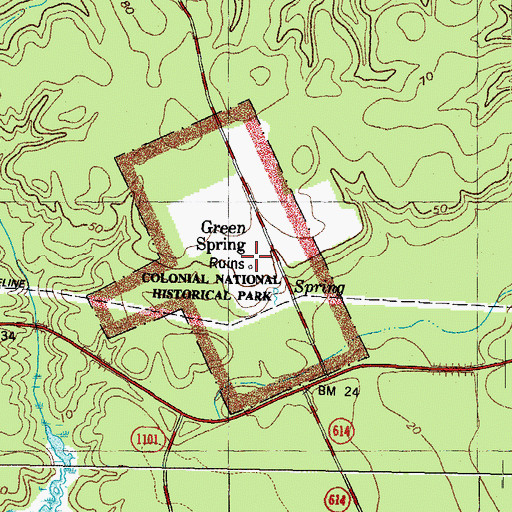 Topographic Map of Green Springs National Historic Landmark District, VA