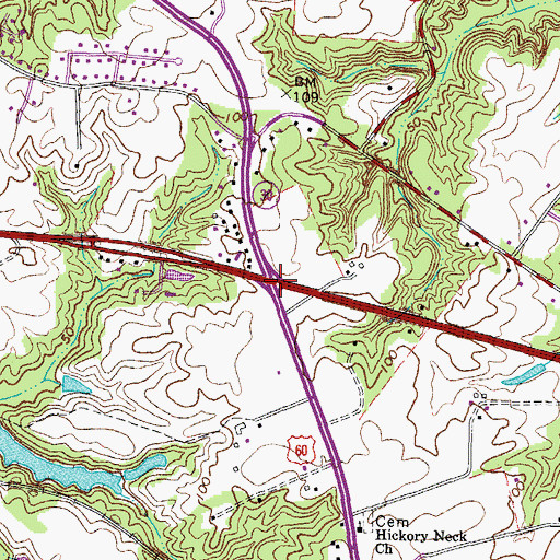 Topographic Map of Interchange 227, VA