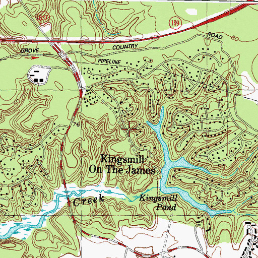 Topographic Map of Kingsmill on the James, VA