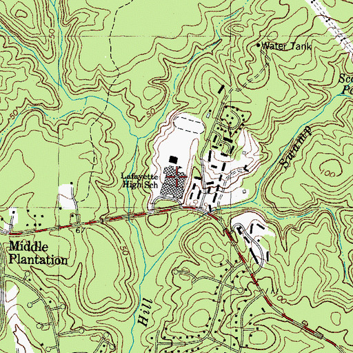 Topographic Map of Lafayette High School, VA