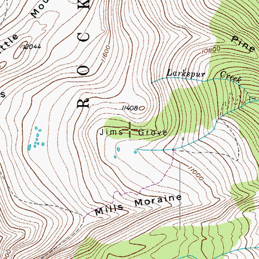 Topographic Map of Jims Grove, CO