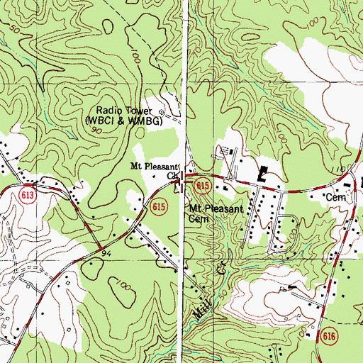Topographic Map of Mount Pleasant Church, VA