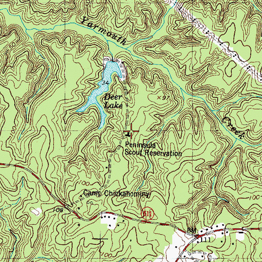 Topographic Map of Peninsula Scout Reservation, VA