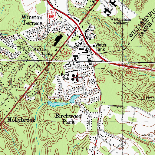 Topographic Map of Rawls Byrd Elementary School, VA